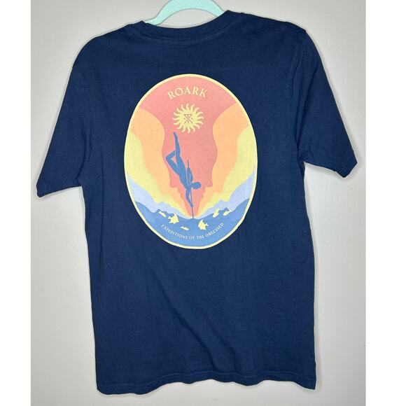 Roark Mens Vortex Premium SS Tee Navy Blue Sunburst Graphic Small - Picture 3 of 6